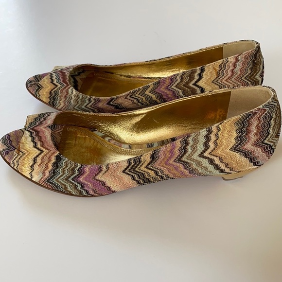 Missoni Multi-Color Knit Peep-Toe Chunky Kitten Heel - Picture 2 of 8